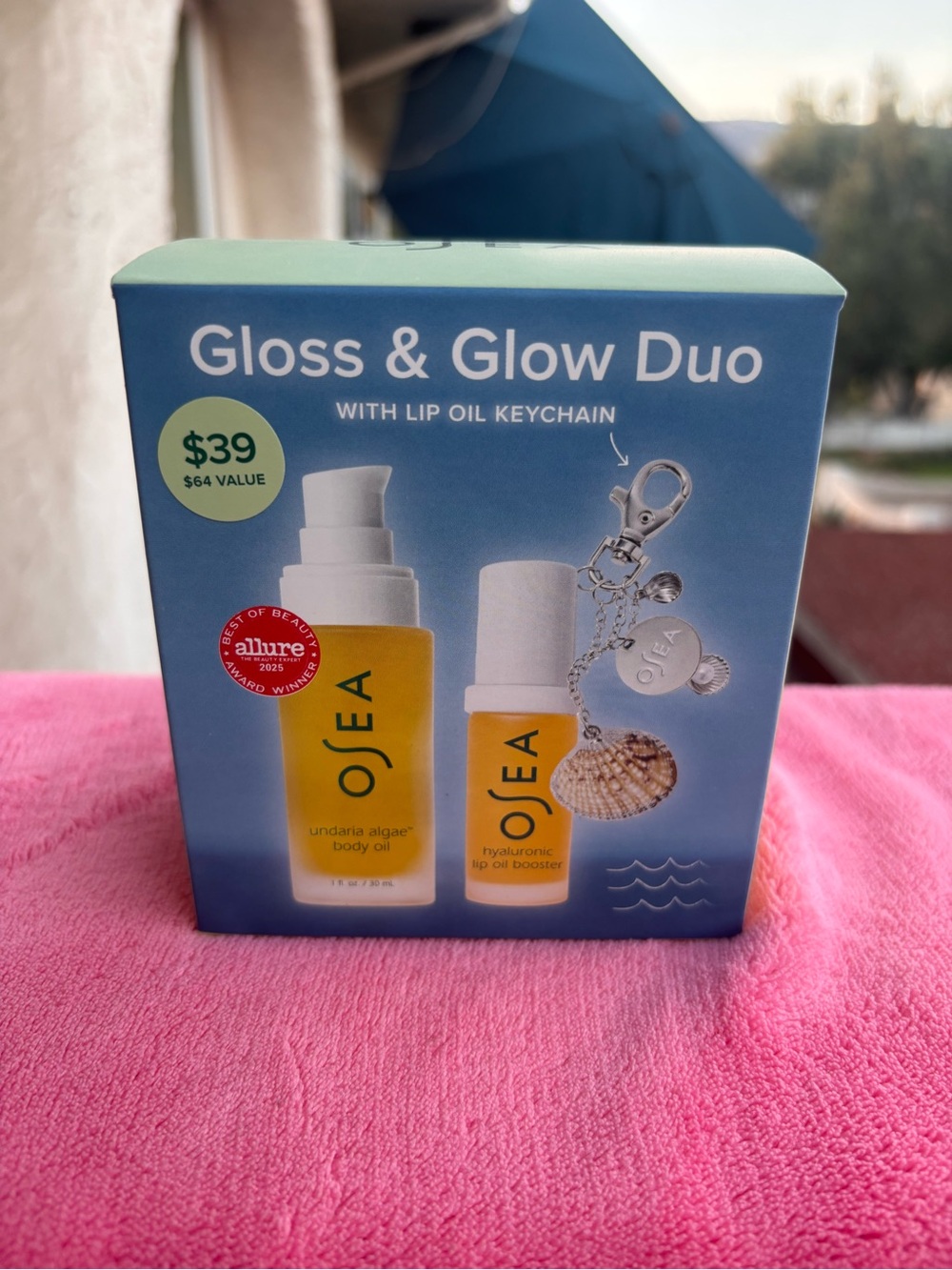 OSEA Gloss & Glow Duo Body Oil Lip Oil + Limited Edition Keychain